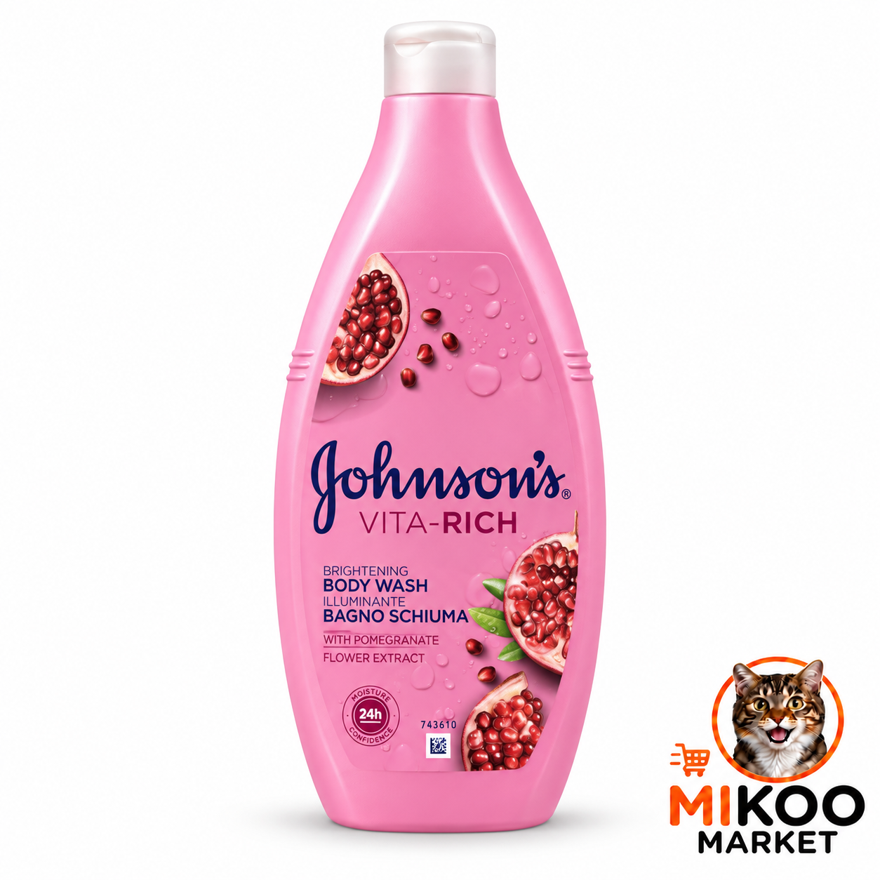 شامپو بدن جانسون Johnson’s Vita-Rich Brightening عصاره گل انار حجم ۷۵۰ میلی‌ لیتر