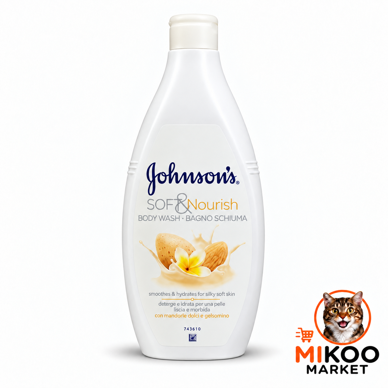 شامپو بدن جانسون Johnson’s Soft & Nourish بادام شیرین و یاس حجم ۷۵۰ میلی‌ لیتر