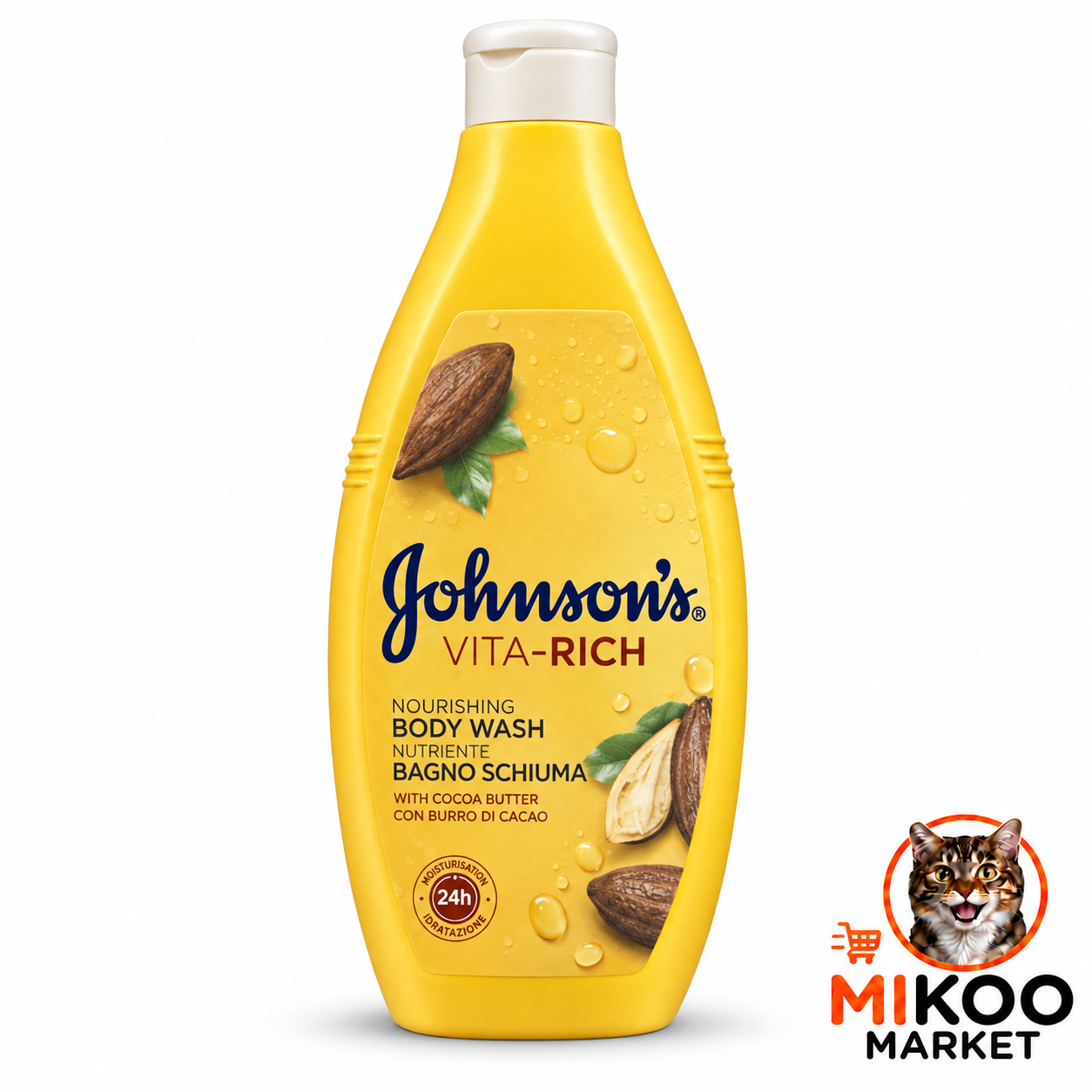 شامپو بدن جانسون Johnson’s Vita-Rich Nourishing کره کاکائو حجم ۷۵۰ میلی‌ لیتر